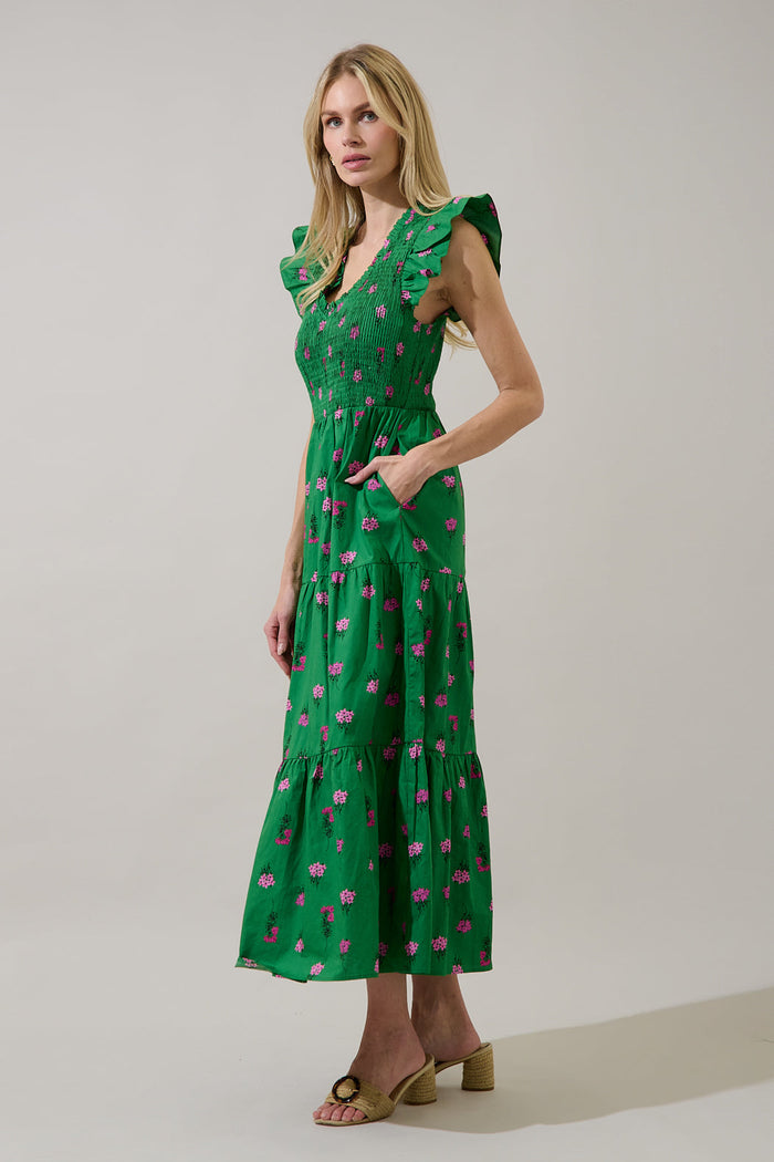 Sunfire Tiered Midi Dress Vivy Floral