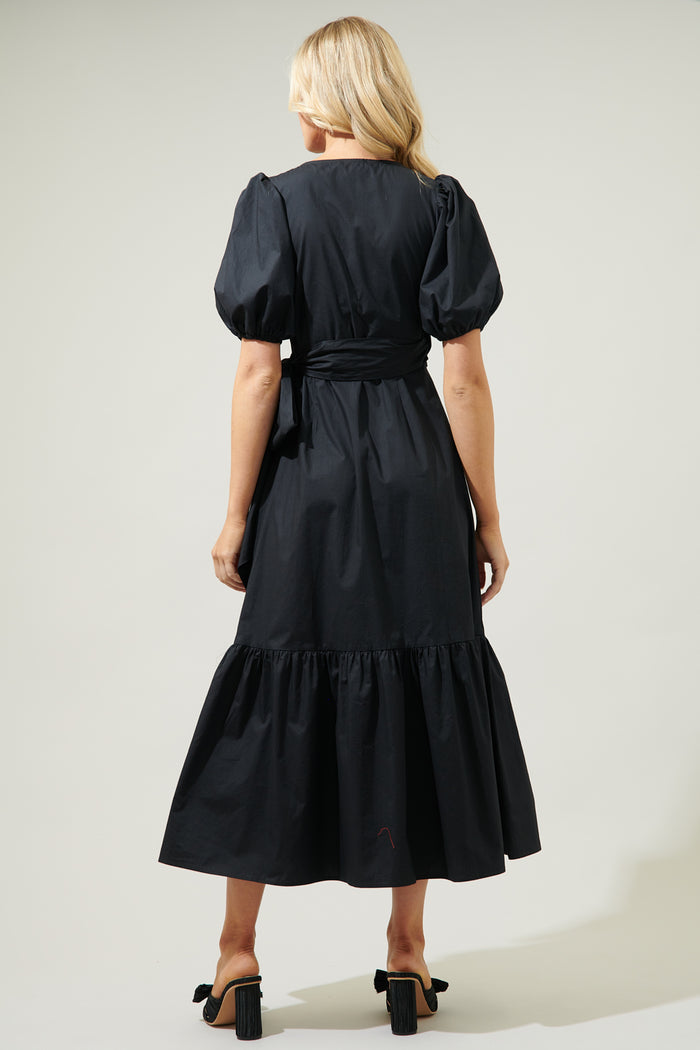 Sunny Stroll Poplin Wrap Top MIdi Dress