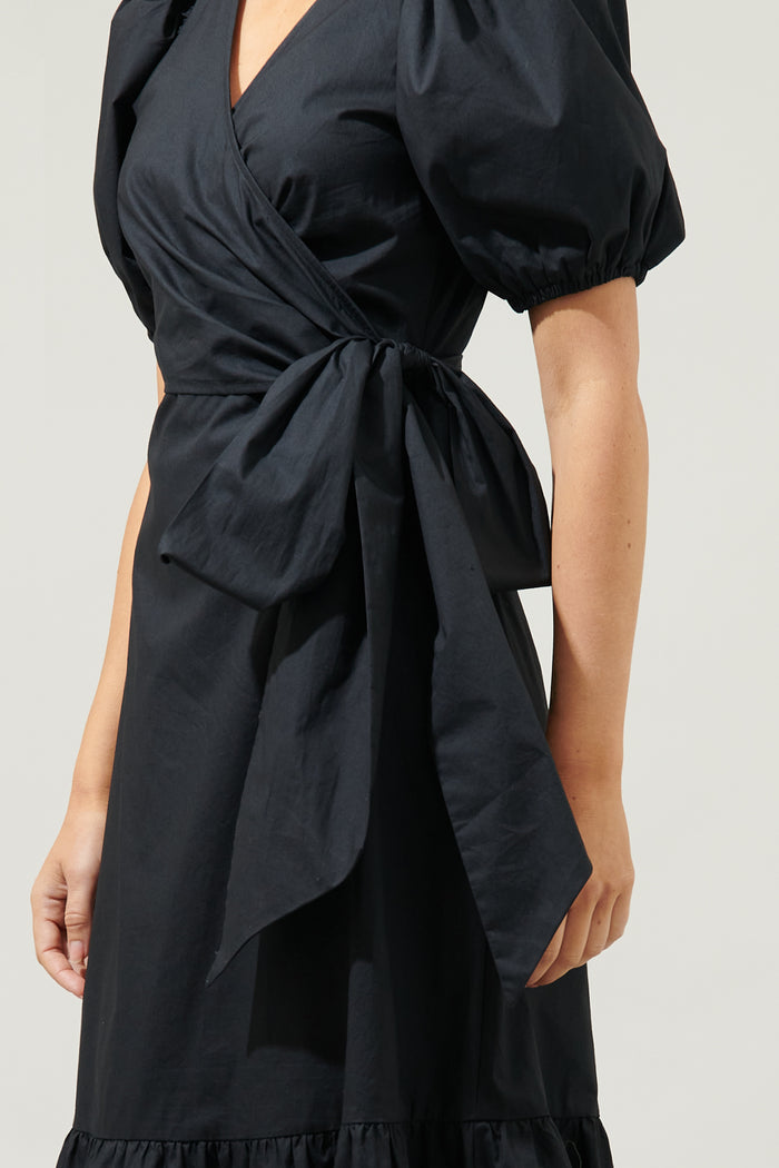 Sunny Stroll Poplin Wrap Top MIdi Dress
