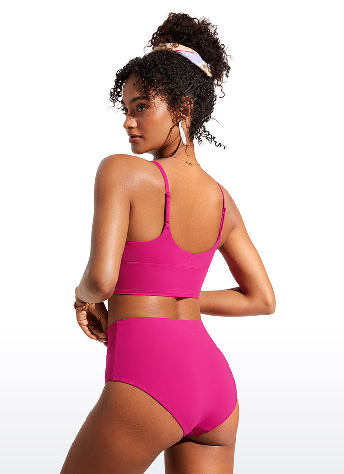 CRZ YOGA Women's Swimwear Tops Sunshine Deep V Strappy Bikini Top Granita Pink
