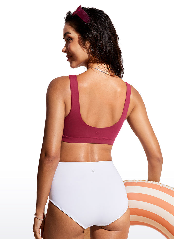 CRZ YOGA Women's Swimwear Tops Bikini Top U Back Pomegranate