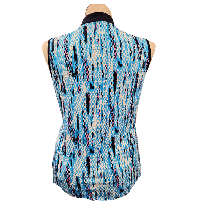 Tail White Label Light Blue Teal Snakeskin Sleeveless Size L MSP $86
