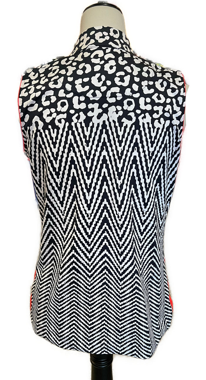 Tail Womens Navy/White w/Red Animal Print Sleeveless Golf Polo Size M MSP$101
