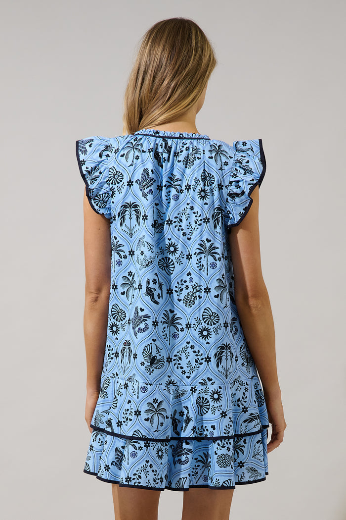 Taris Ruffe Mini Dress Feiry Tropics