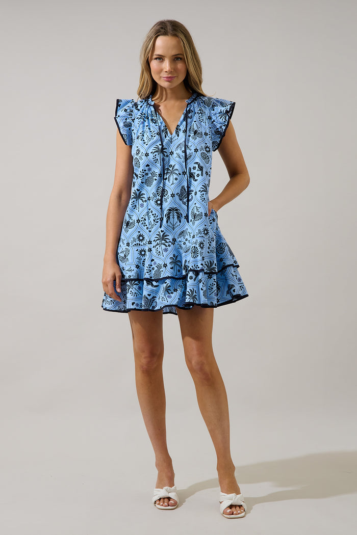 Taris Ruffe Mini Dress Feiry Tropics