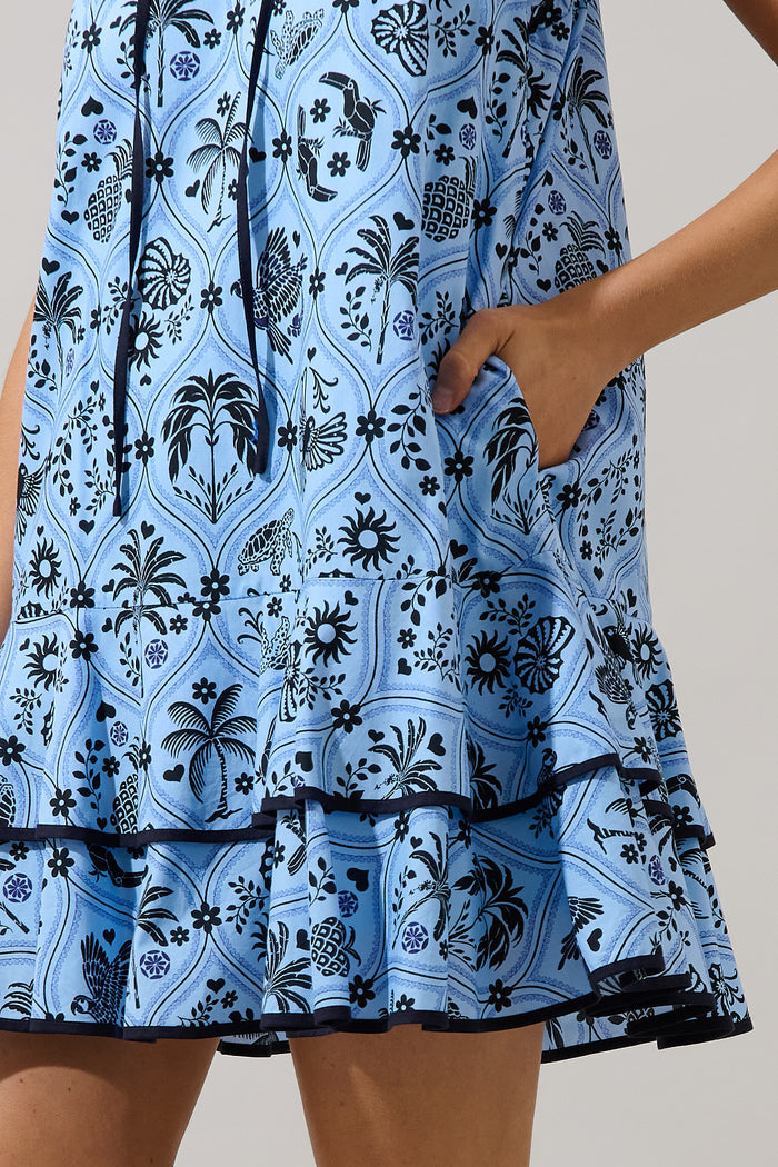 Taris Ruffe Mini Dress Feiry Tropics
