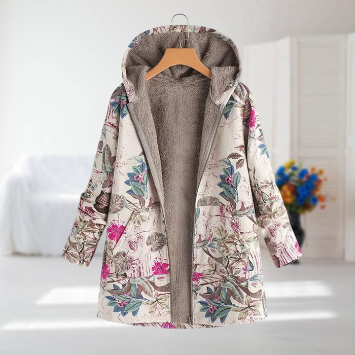 Tavirae - Veste chaude doublée polaire avec capuche et imprimé floral