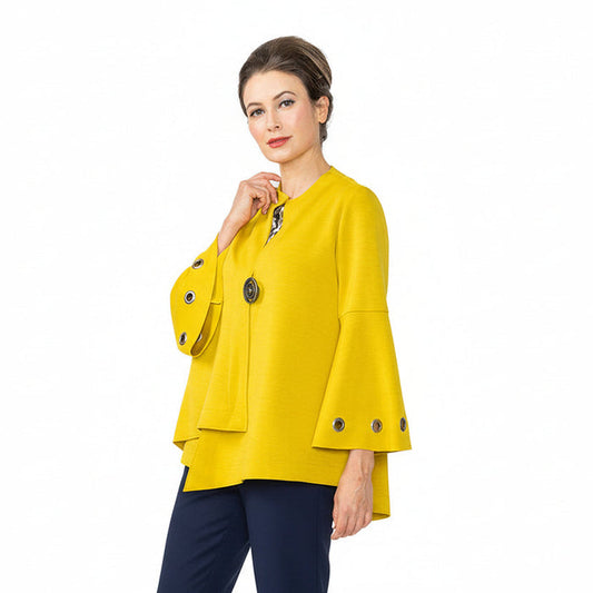 Techno Stretch-Knit Asymmetric Jacket in Mustard- 4577J-MST