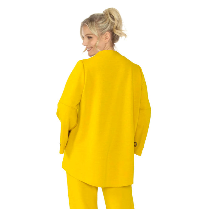 Techno Stretch-Knit Asymmetric Jacket in Mustard- 4577J-MST