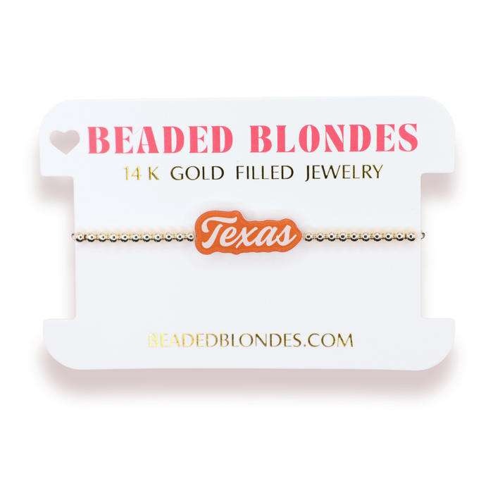 Texas Word Bracelet on Gold