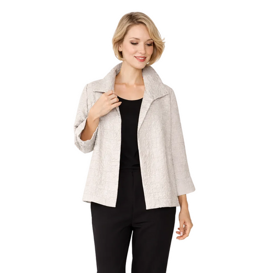 Textured Jacquard Open-Front Jacket in Soft Taupe - 6289J-TP