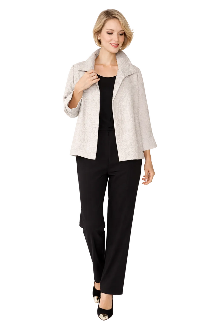 Textured Jacquard Open-Front Jacket in Soft Taupe - 6289J-TP