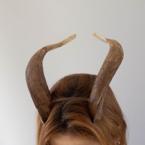 Tiefling Horns Headband | Hand-Painted Brown Devil Cosplay Horns
