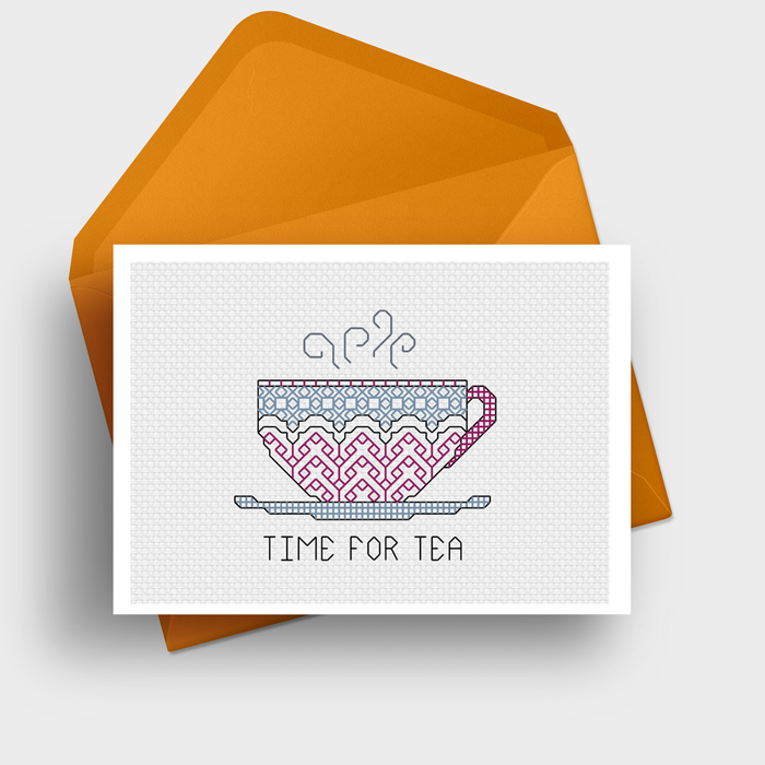 Time For Tea Blackwork Blackwork Pattern by Peppermint Purple