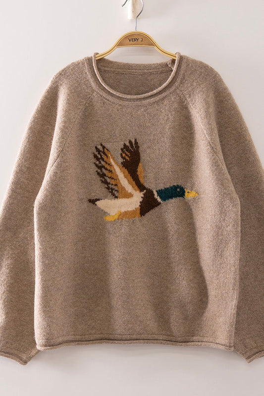 Top Mallard Duck In Flight Sweater Mocha