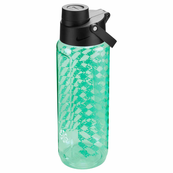 Nike TR Renew Recharge Chug Water Bottle 24oz in mint foam, black, and white with graphic design, durable sports hydration bottle