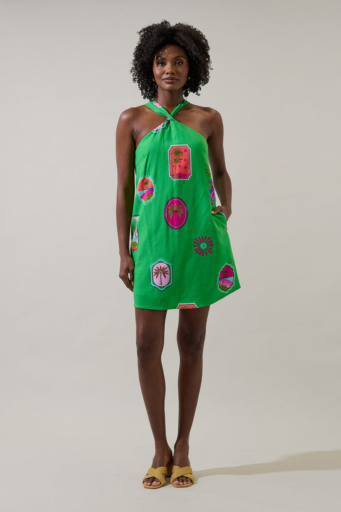 Trinie Postcard Amory Halter Mini Dress