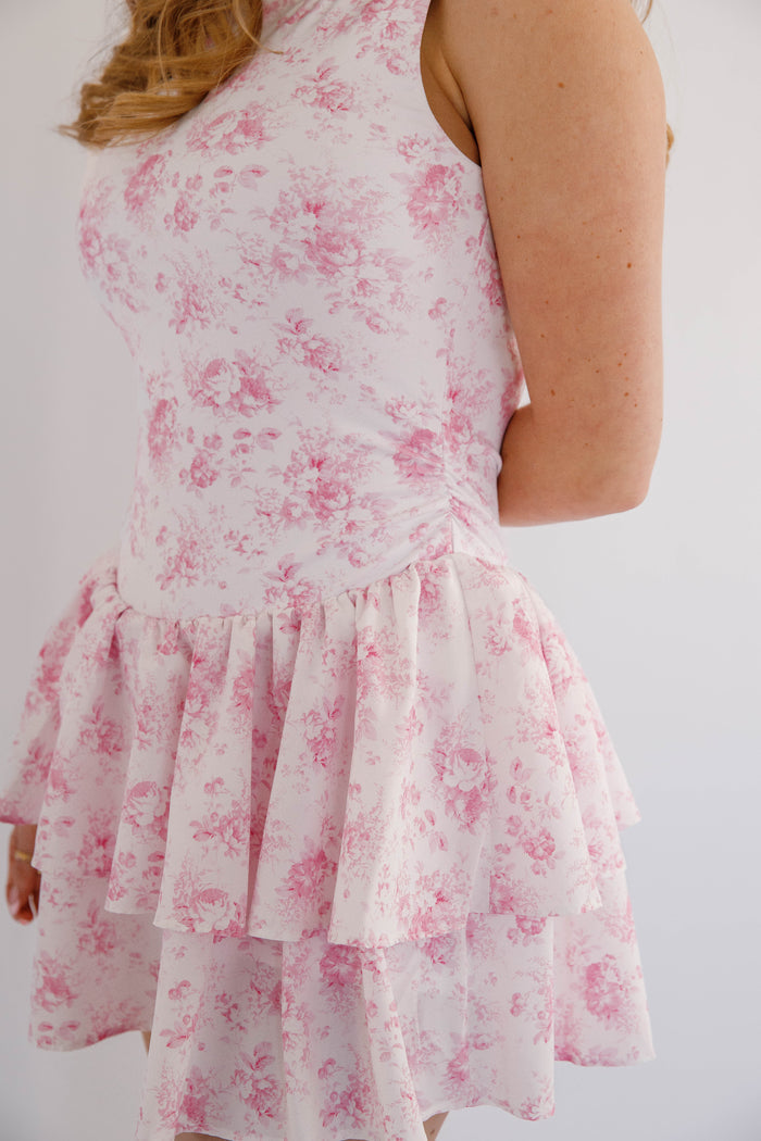 Pink Floral Athletic Dress- Preppy Floral Tennis Dress- Peach Love Cream Athletic Dress