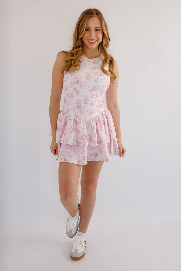 Pink Floral Athletic Dress- Preppy Floral Tennis Dress- Peach Love Cream Athletic Dress