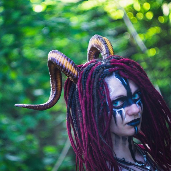 Twisted demon horns headband elegant curved ram cosplay accessory