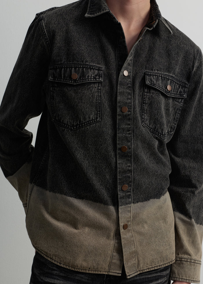 TWO-TONE WASHED DENIM SHIRT