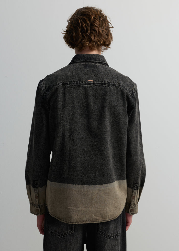 TWO-TONE WASHED DENIM SHIRT