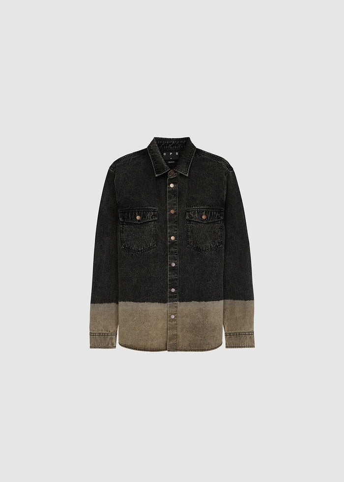 TWO-TONE WASHED DENIM SHIRT