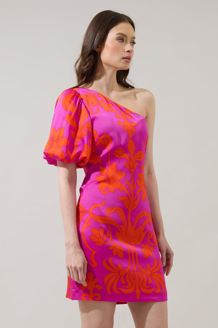 Vallie Floral Kesia One Shoulder Mini Dress