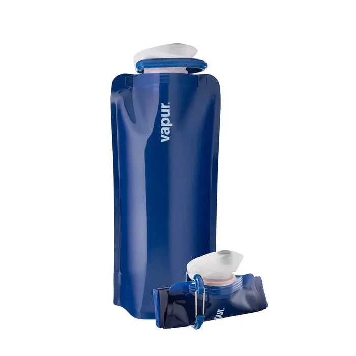 Vapur Eclipse Plastic Anti Bottle in 700ml Admiral Blue colour showing it rolled and filled.