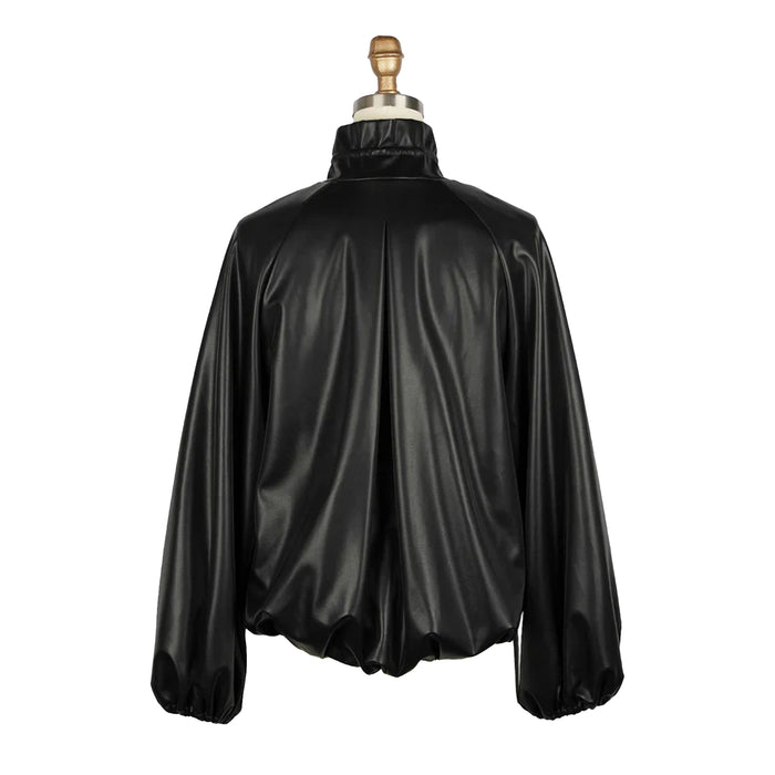 Vegan Leather Drawstring Jacket - 4899