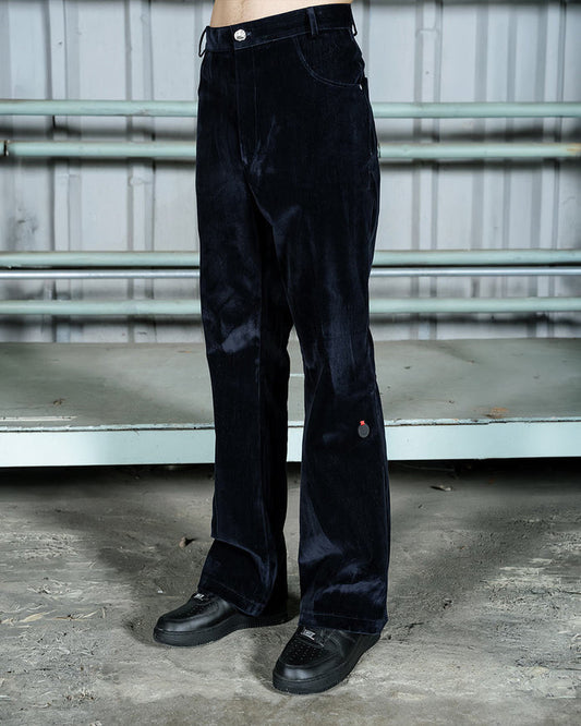 Velvet denim flared-fit pants(2 color)