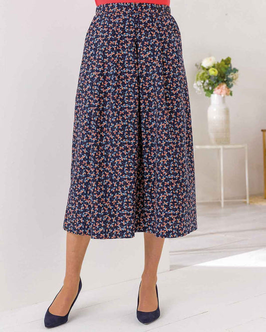 Victoria Floral Cotton Soft Pleated Skirt - Image 1 - The Classic Boutique
