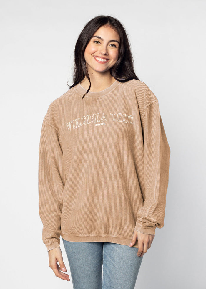 Virginia Tech Hokies Women's Latte Corded Sweatshirt