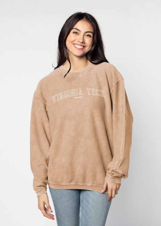 Virginia Tech Hokies Women's Latte Corded Sweatshirt