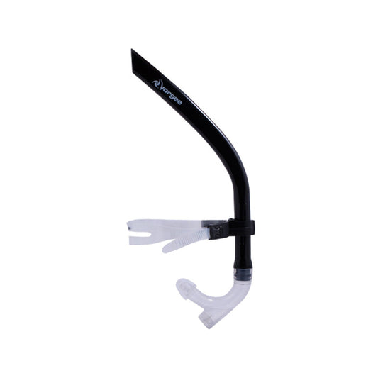 Vorgee Front End Swimmers Snorkel in black, flexible snorkel with adjustable mouthpiece and streamlined design for swimming and snorkeling.