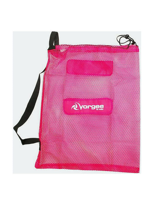 Vorgee Mesh Equipment Bag in vibrant fluro pink, lightweight and breathable mesh design for swimming gear storage.