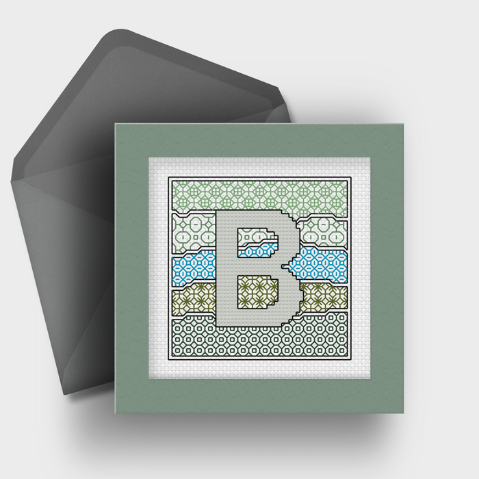 Wave Initials Blackwork Pattern by Peppermint Purple
