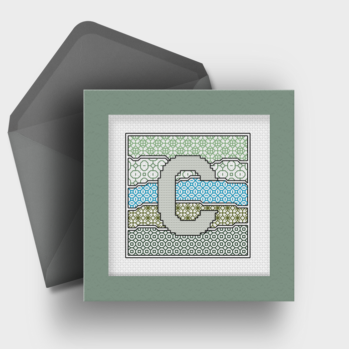 Wave Initials Blackwork Pattern by Peppermint Purple