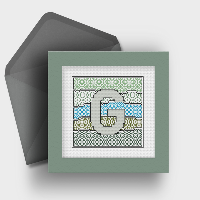 Wave Initials Blackwork Pattern by Peppermint Purple
