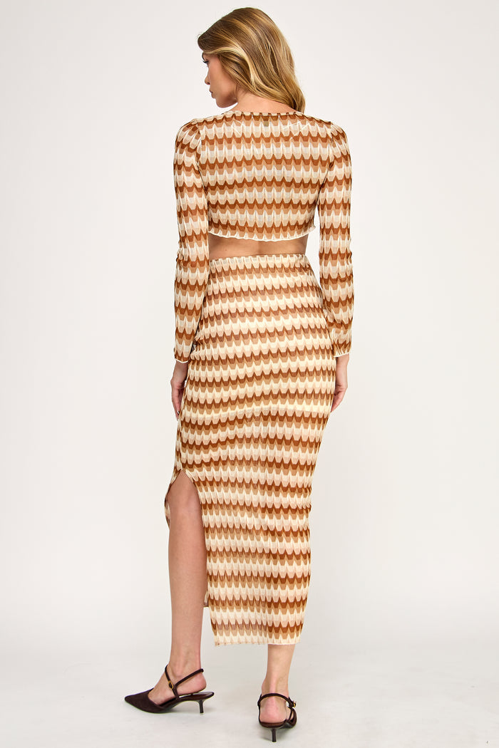 Wave Stripe Set - Stripe Crop Top Midi Skirt