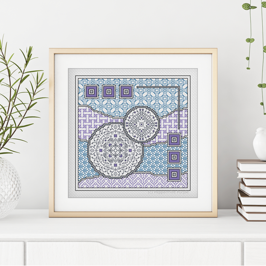 Waves of Calm Blackwork Pattern by Peppermint Purple