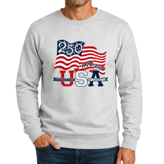 Waving Flag America 250 Crewneck Sweatshirt | The Flag Shirt