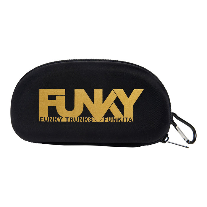 Black Way Funky Attack Case Closed goggle case with protective hard shell and adjustable strap for secure storage.