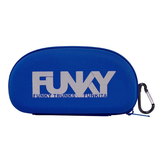 Way Funky Zinc'd Case Closed goggle case, durable protective storage for ski or snowboard goggles, black with zipper closure.