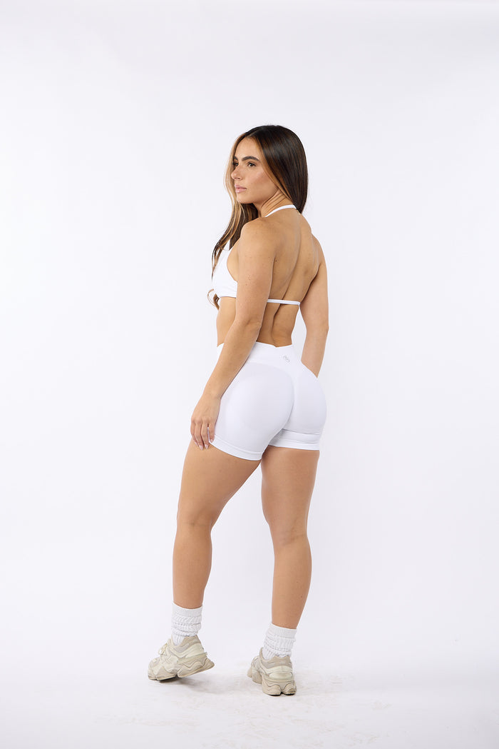 White Bombshell Sports Bra and Shaping Short Set