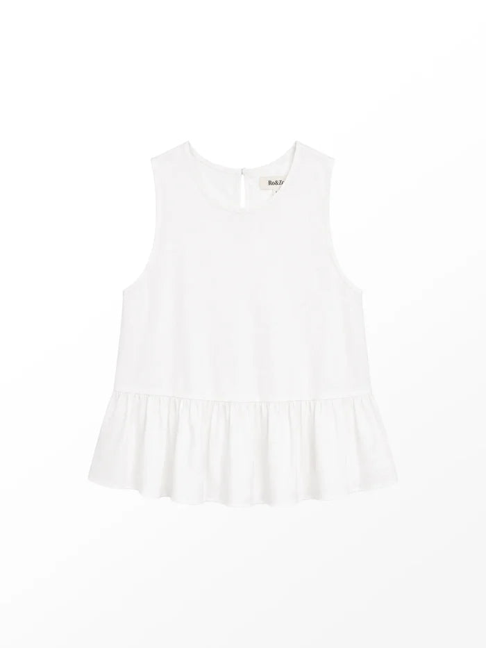 White Cotton Peplum Top