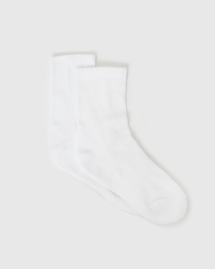 White Half Crew Socks 3-Pack, ultra-soft with seamless toe for comfort.