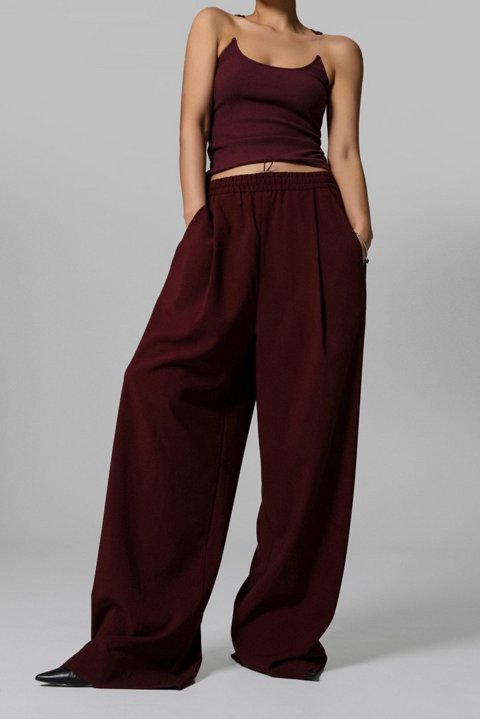 Wide Maxi burgundy Trousers