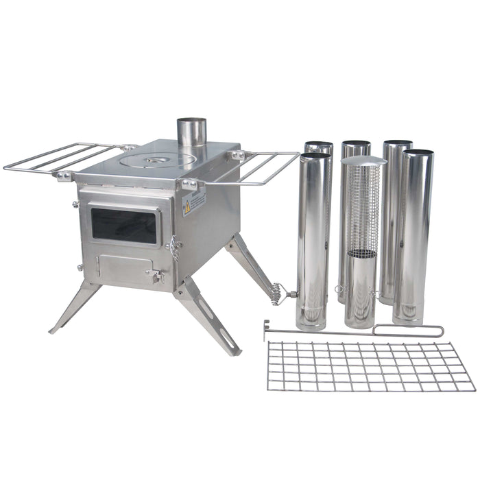 Winnerwell Nomad 1G Cook Camping Stove – portable stainless steel wood-burning stove all parts view