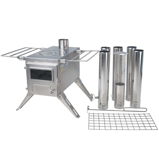 Winnerwell Nomad 1G Cook Camping Stove – portable stainless steel wood-burning stove all parts view